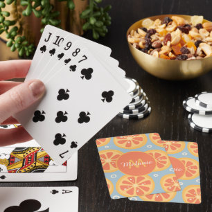 Helle moderne orange Scheiben Muster personalisier Spielkarten
