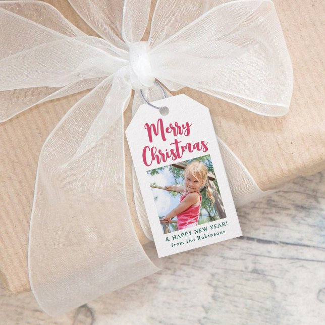 Helle moderne Schrift Frohe Weihnachten Einfaches  Geschenkanhänger (Von Creator hochgeladen)