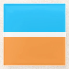 Helle, moderne Sky Blue White Orange Farbblock Glasuntersetzer