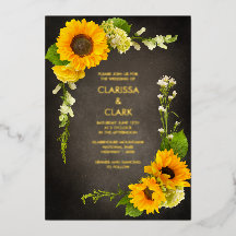 Helle moderne Sonnenblume Gelb Rustikale Hochzeit