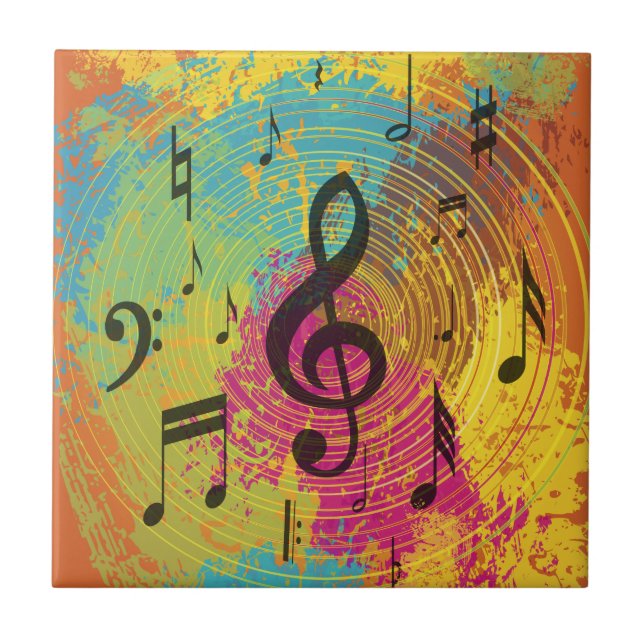 Helle Musiknote über die Explosion der Farbe Fliese (Vorderseite)