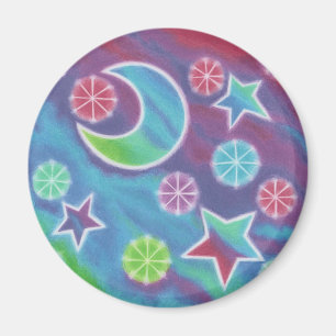 Helle Nacht Kühlschrankmagnet rund Magnet