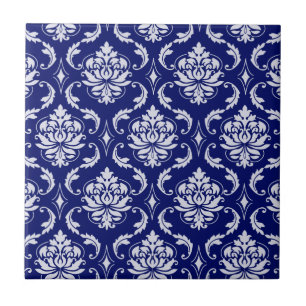 Helle Navyblau Damastmuster Fliese