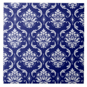 Helle Navyblau Damastmuster Fliese