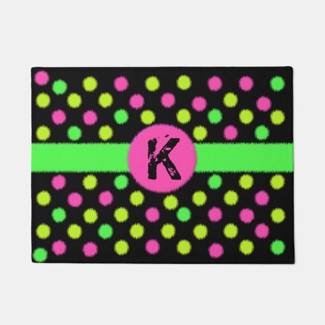 Helle Neon farbige Polka Dot Monogram Dot Mat Fußmatte (Vorderseite)