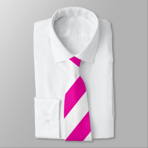 Helle Neon Hot Pink und Weiß Streifen Necktie Krawatte