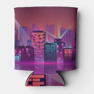 Helle Neon Nacht City, Vintag. Dosenkühler