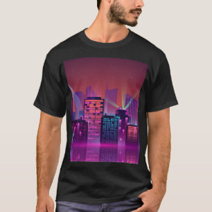 Helle Neon Nacht City, Vintag. T-Shirt