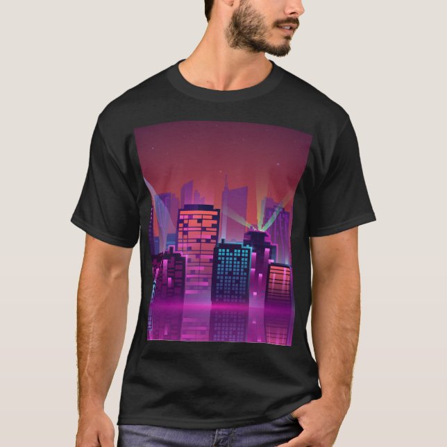 Helle Neon Nacht City, Vintag. T-Shirt (Vorderseite)