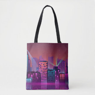 Helle neon-Nacht-Stadtlandschaft, Vintage.