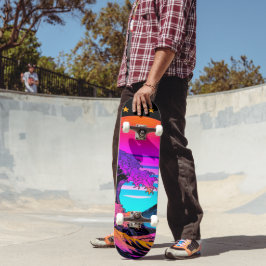 Helle Neon Retro Waves Crashing Skateboard