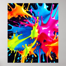 Helle Neon Splashes im Abstrakten Kunststil Poster