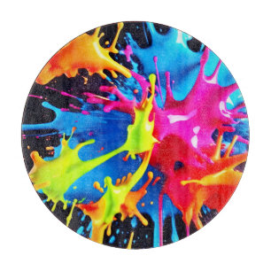 Helle Neon Splashes im Abstrakten Kunststil Schneidebrett