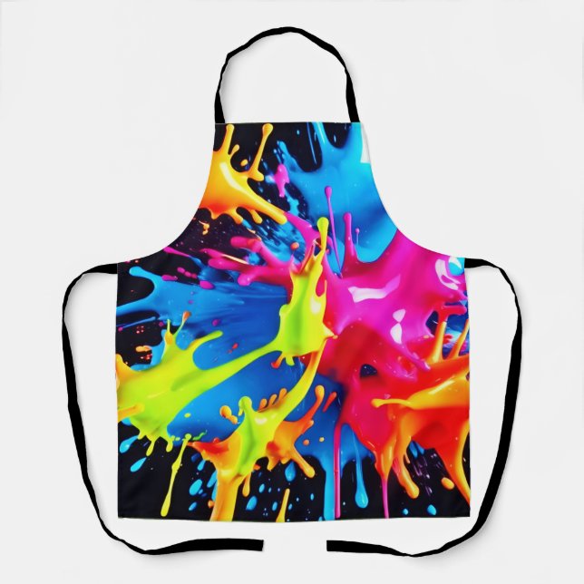 Helle Neon Splashes im Abstrakten Kunststil Schürze (Vorderseite)