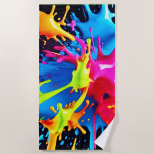Helle Neon Splashes im Abstrakten Kunststil Strandtuch
