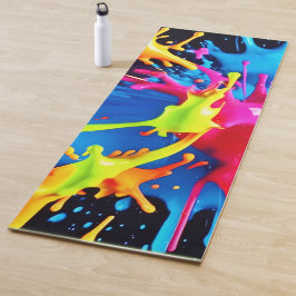 Helle Neon Splashes im Abstrakten Kunststil Yogamatte