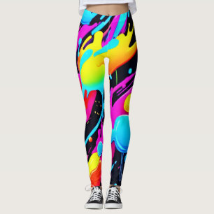 Helle Neon Splashes in Abstrakten Artwork Leggings