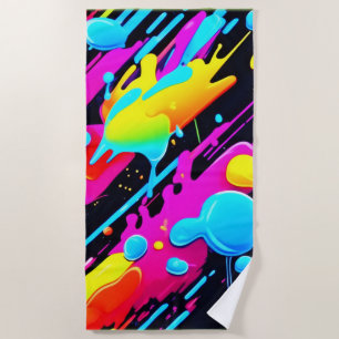 Helle Neon Splashes in Abstrakten Artwork Strandtuch