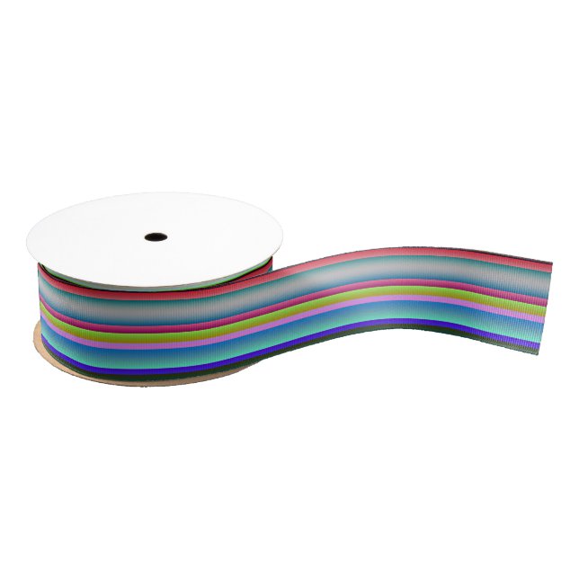 Helle Neonregenbogen-Streifen Ripsband (Spule)