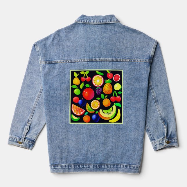 Helle Obstsammlung Jeansjacke (Rückseite)