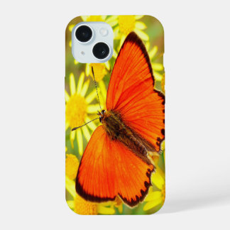 Helle Orange Butterfly Gelbe Blumen iPhone 15 Hülle
