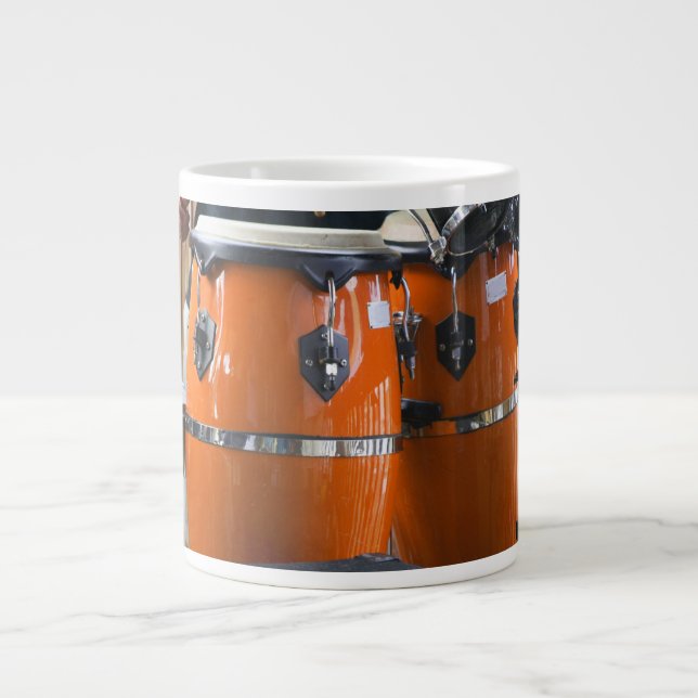 Helle orange Conga trommelt Foto Jumbo-Tasse (Vorderseite)