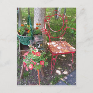 Helle orange Gartenstuhl Postkarte