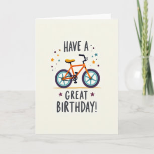 Helle orange Geburtstagskarte für Radfahrer Karte