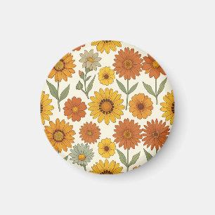 Helle Orange-Gelbe Margerite Nahtloses Muster Magnet
