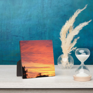 Helle Orange glühende Wolkendecke Fotoplatte