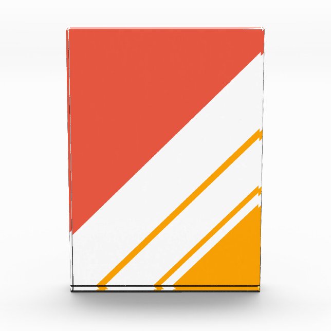 Helle Orange Golden Yellow White Racing Streifen Fotoblock (Vorderseite)