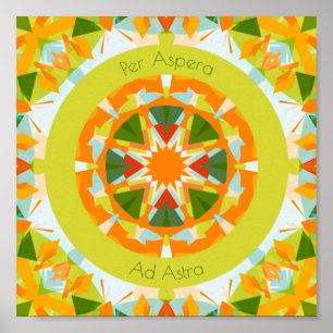 Helle Orange Green Per Aspera Ad Astra Star Kids Poster