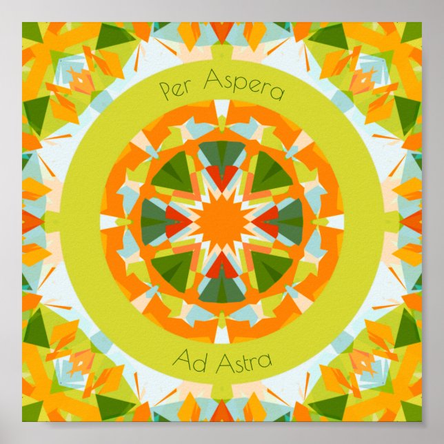 Helle Orange Green Per Aspera Ad Astra Star Kids Poster (Vorne)