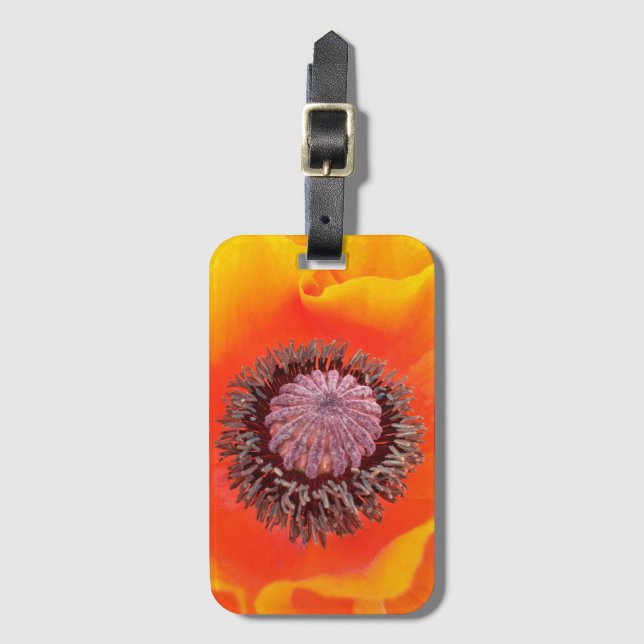 Helle Orange Mohnblume Gepäckanhänger (Vorderseite Vertikal)
