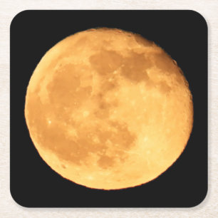 Helle Orange Mondaufgang Kosmische Nachthimmel Kun Rechteckiger Pappuntersetzer