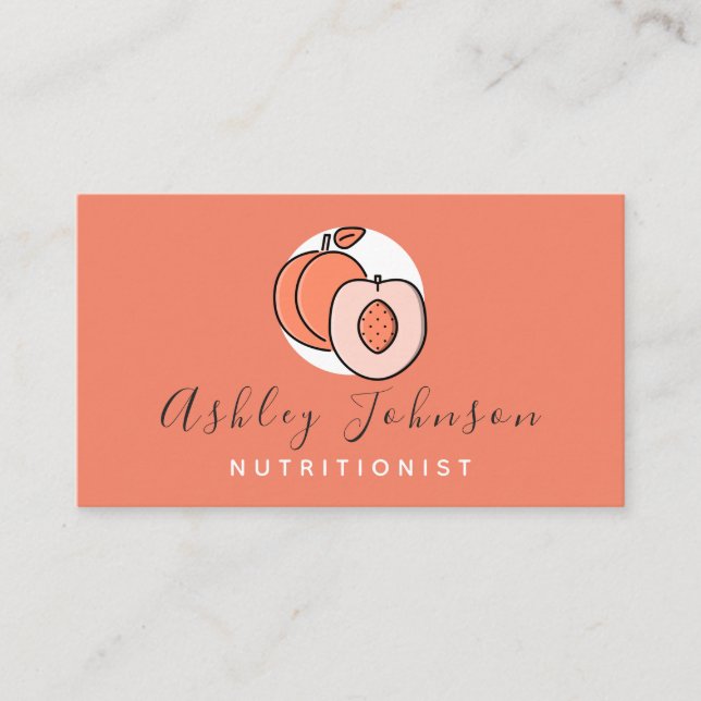Helle Orange Peach Köstliche Fruchtnahrungsmittel Visitenkarte (Vorderseite)
