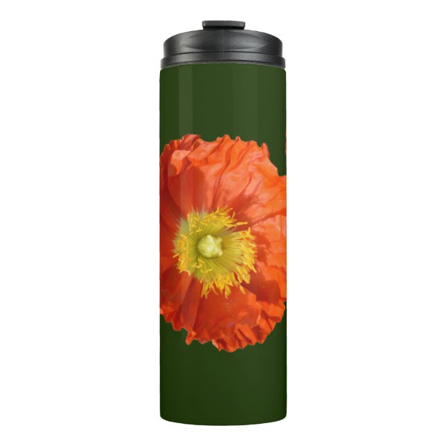 Helle Orange Poppy Blume Thermosbecher (Vorderseite)