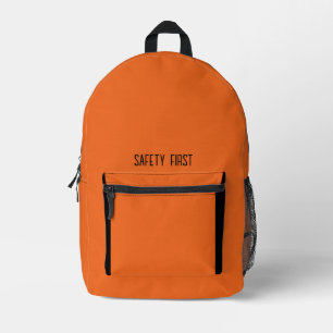 Helle Orange Safety First Bedruckter Rucksack