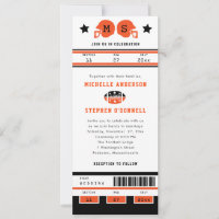 Helle Orange und Black Football Ticket Hochzeit
