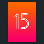 Helle Orange und Hot Pink Ombre White Wedding Tischnummer<br><div class="desc">Der Hintergrund ist mit einer hübschen, leuchtend heißen Rosa und Mandarine Orange oder Farbverlauf. Passen Sie die modernen Schriftart-Stile für Ihre Hochzeitsfeier Tischnummern an. Sie können die Tischnummer auf einer Seite löschen, wenn Sie die Namen Ihrer Gäste auflisten möchten. Fügen Sie den Namen der Braut und des Bräutigams und oder...</div>