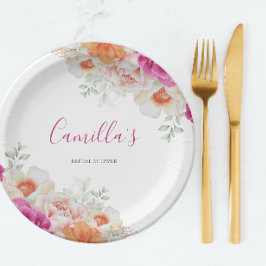 Helle orange- und rosa Aquarellplatte Pappteller