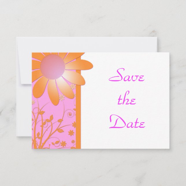 Helle Orange und rosa Hochzeit speichern das Datum Save The Date (Vorderseite)