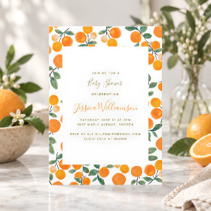 Helle Orange Zitrus Moderne Sommer-Baby-Party Einladung