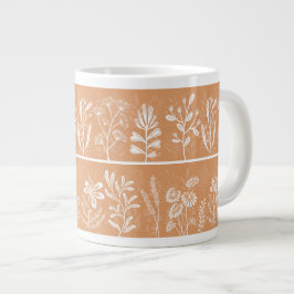 Helle orangefantastische botanische Silhouetten Jumbo-Tasse