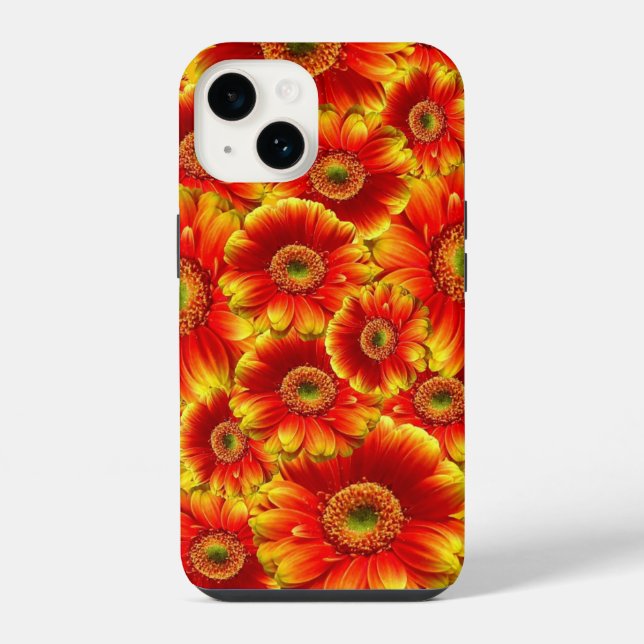 Helle orangefarbene Blumen iPhone Hülle (Rückseite)