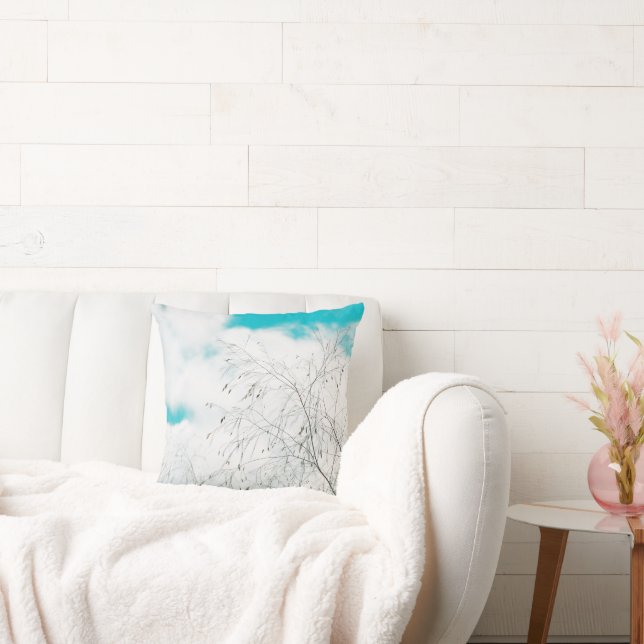 Helle Pastel Light Blue Turquoise Treff Sky Kissen (Liege)