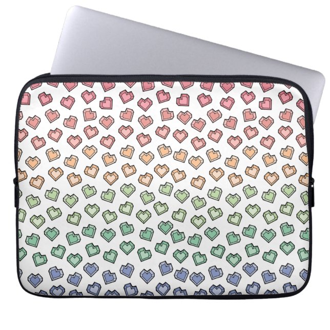 Helle Pastel Rainbow Gemstone Herzermuster Laptopschutzhülle (Vorderseite)