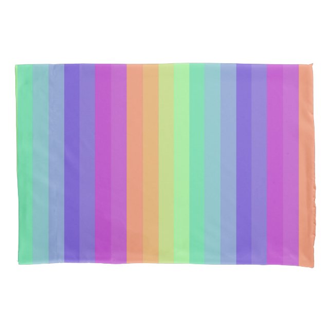 Helle Pastel Rainbow Strip Pillowcase Kissenbezug (Vorderseite)