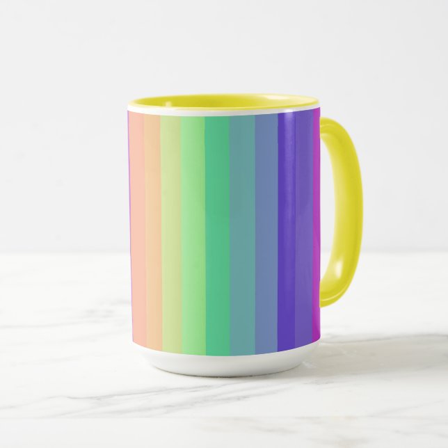 Helle Pastel Rainbow Stripe Tasse (VorderseiteRechts)