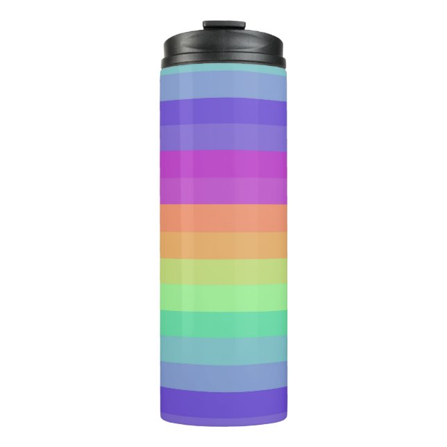 Helle Pastel Rainbow Stripe Thermal Tumbler Thermosbecher (Vorderseite)